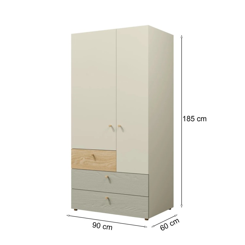 Szafa dwudrzwiowa z szufladami YOGI 02 | BeautySofa24.pl