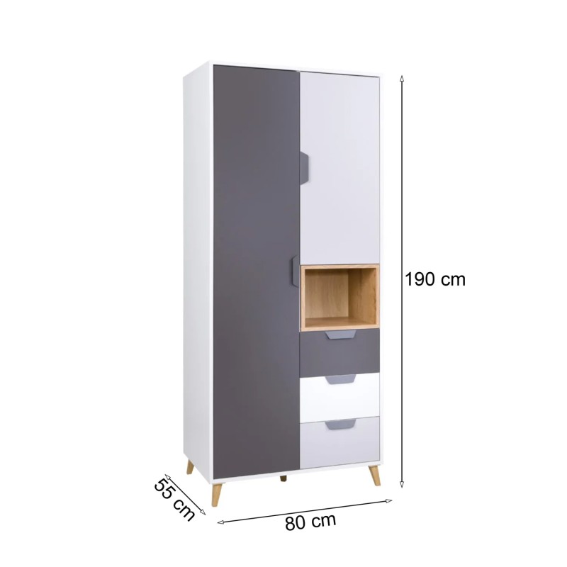 Szafa do pokoju młodzieżowego JOVI 02 | BeautySofa24.pl