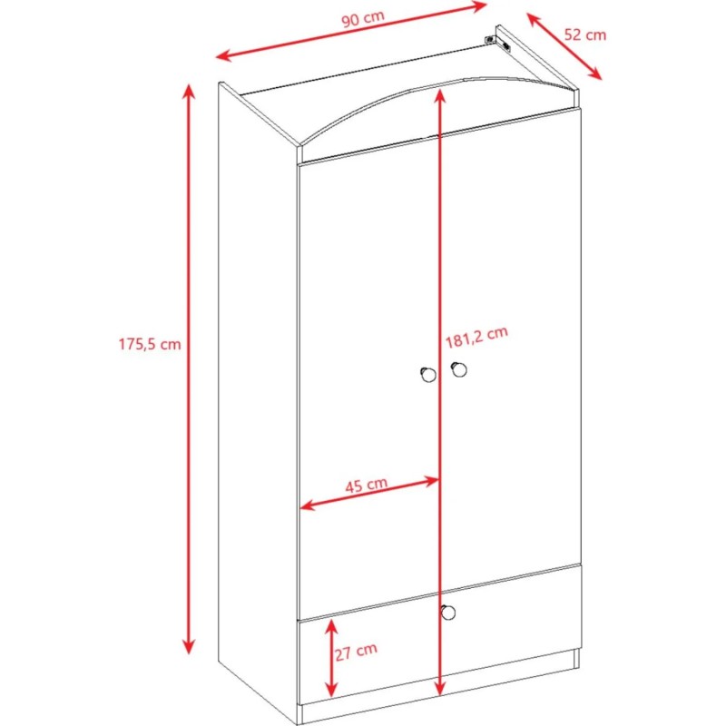 Wymiary szafy do pokoju młodzieżowego PAUL