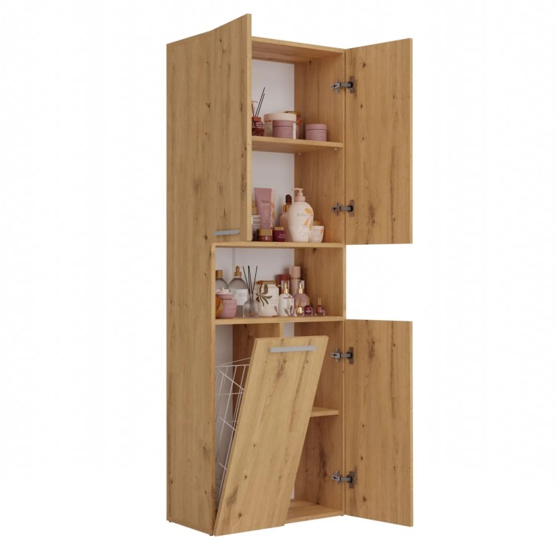 Szafa łazienkowa z koszem NOLAN 1K DK | Beautysofa24.pl