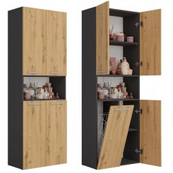 Szafa łazienkowa z koszem NOLAN 1K DK | Beautysofa24.pl