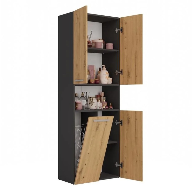 Szafa łazienkowa z koszem NOLAN 1K DK | Beautysofa24.pl