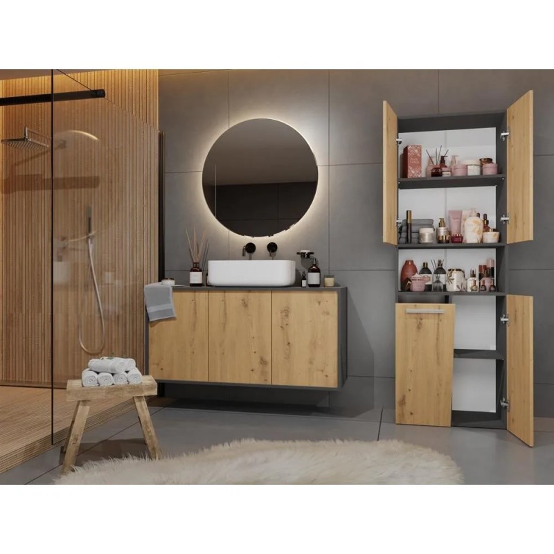 Szafa łazienkowa z koszem NOLAN 1K DK | Beautysofa24.pl