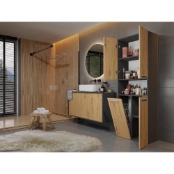 Szafa łazienkowa z koszem NOLAN 1K DK | Beautysofa24.pl