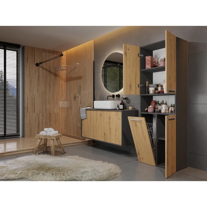 Szafa łazienkowa z koszem NOLAN 1K DK | Beautysofa24.pl