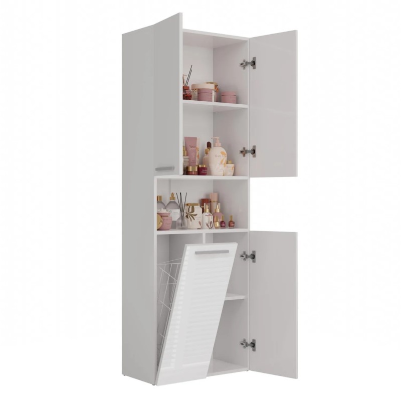 Szafa łazienkowa z koszem NOLAN 1K DK | Beautysofa24.pl