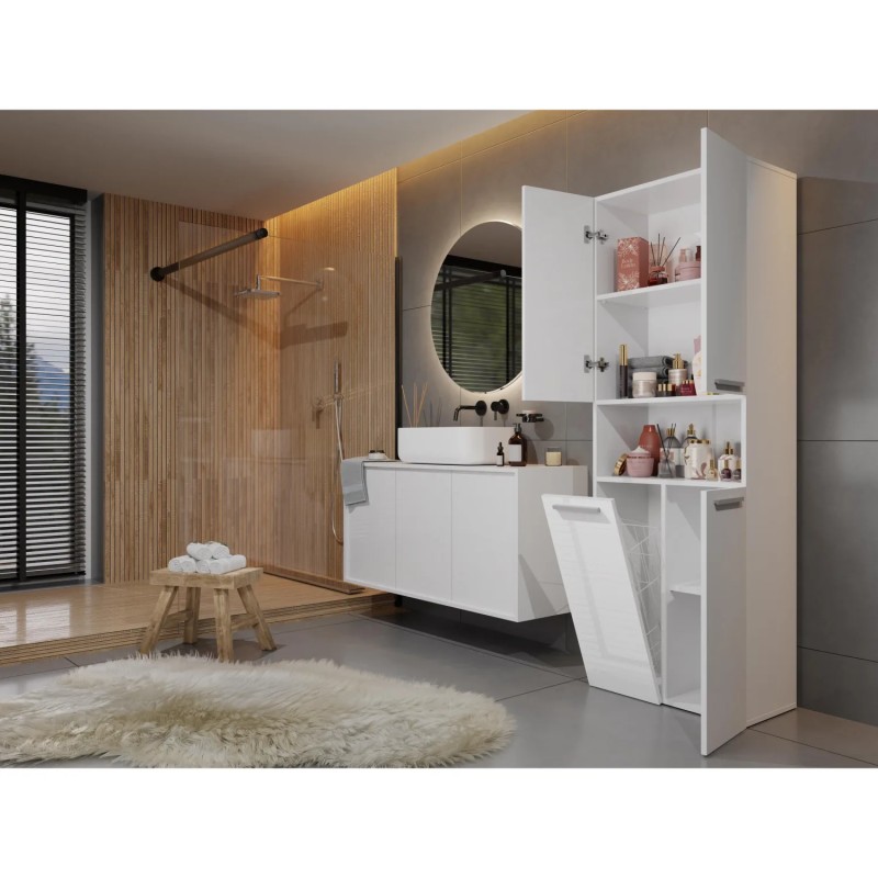 Szafa łazienkowa z koszem NOLAN 1K DK | Beautysofa24.pl