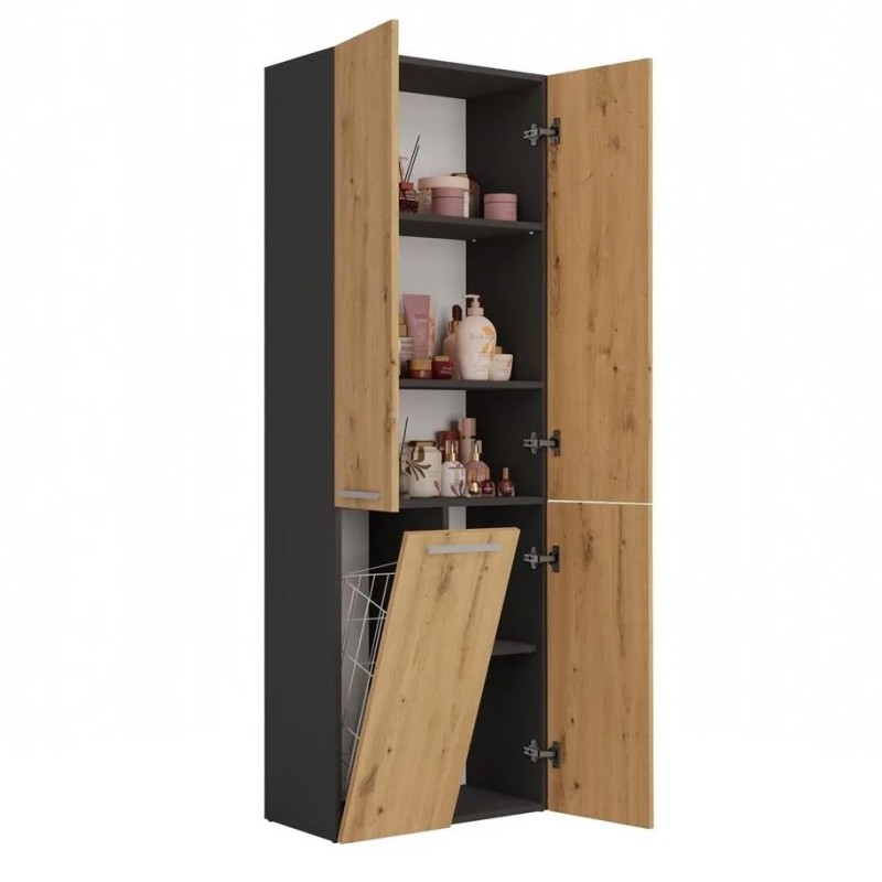 Szafa łazienkowa z koszem NOLAN 1K DD | Beautysofa24