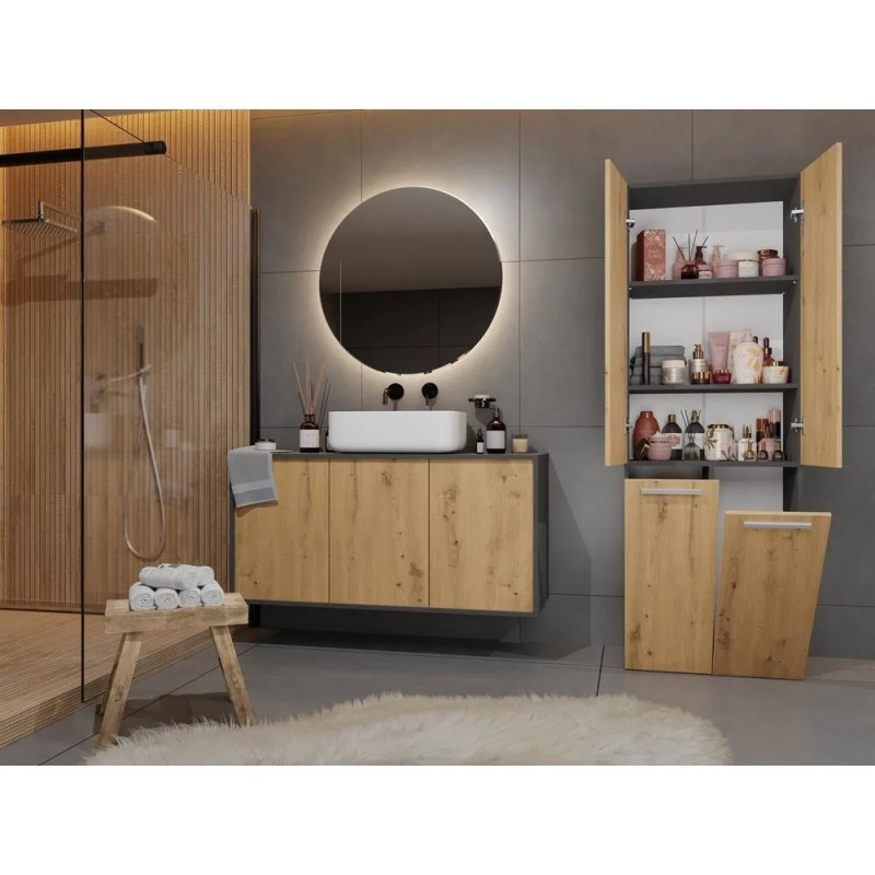 Szafa łazienkowa z koszem NOLAN 1K DD | Beautysofa24