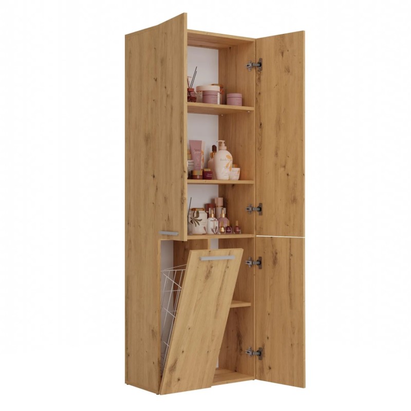 Szafa łazienkowa z koszem NOLAN 1K DD | Beautysofa24