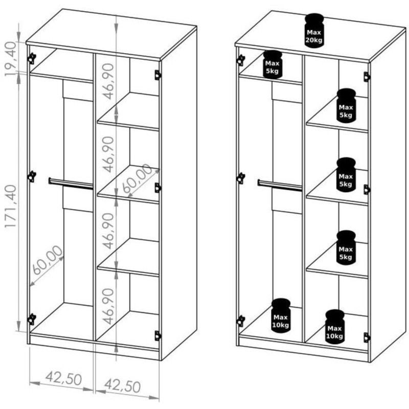 Szafa dwudrzwiowa BONO | BeautySofa24.pl
