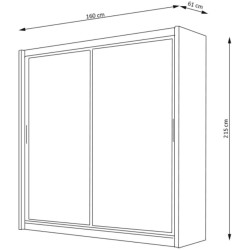 Szafa przesuwna z lustrem PARIS 160 cm | BeautySofa24.pl