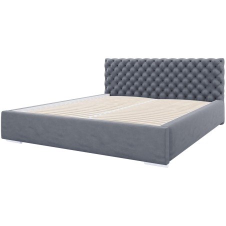 Łóżko tapicerowane z wezgłowiem Figgo na białym tle