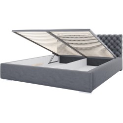 Łóżko pikowane Figgo na białym tle z pojemnikiem