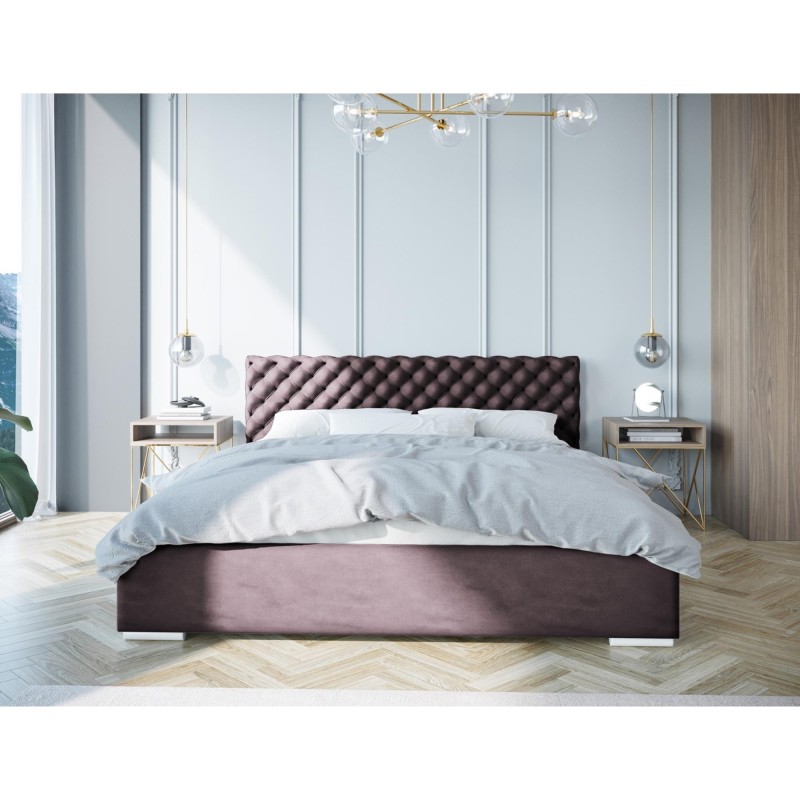 Łóżko pikowane Figgo w pokoju w kolorze różowym