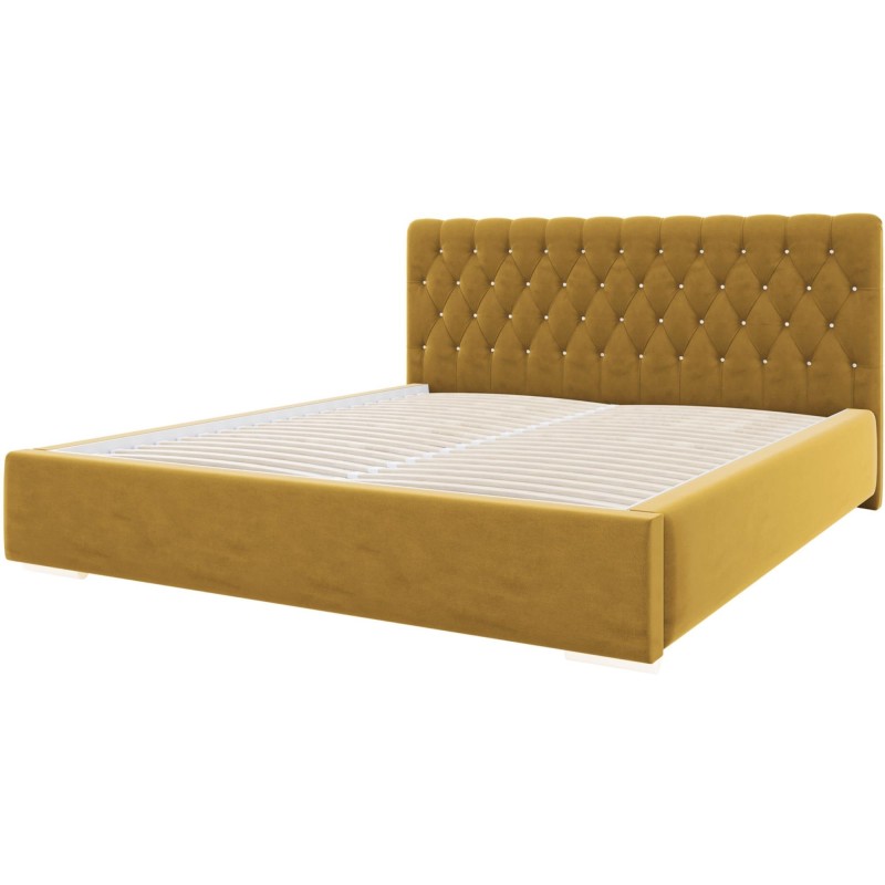 Łóżko tapicerowane do sypialni KLAUS musztardowy