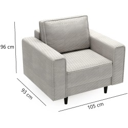 Fotel na nóżkach MONTE wymiary