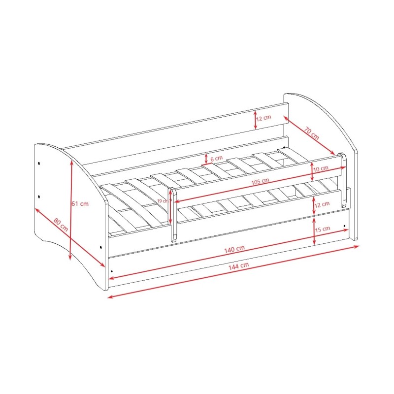 Wymiary łóżka dziecięcego Paul