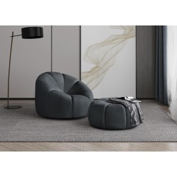 Fotel obrotowy LOFT nowoczesny czarny z pufą