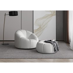 zestaw wypoczynkowy loft fotel + pufa w aranżacji w salonie