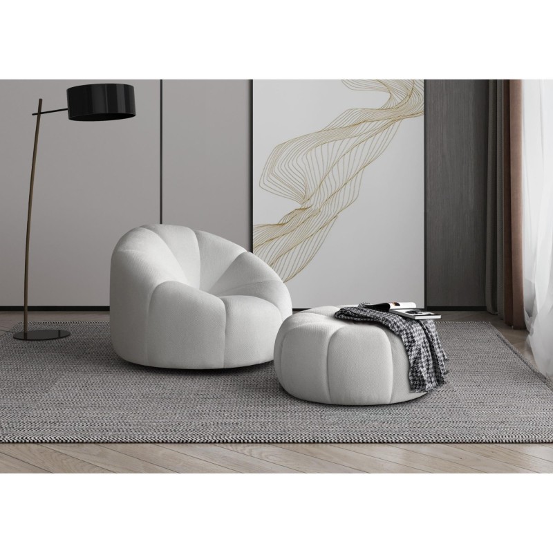 zestaw wypoczynkowy loft fotel + pufa w aranżacji w salonie