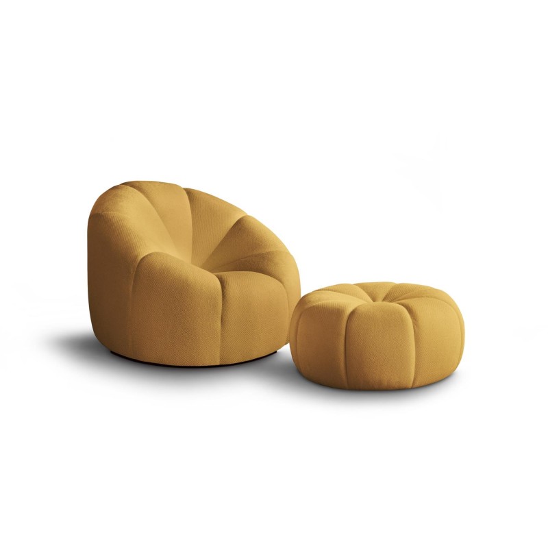 Zestaw wypoczynkowy LOFT Fotel + Pufa zółta