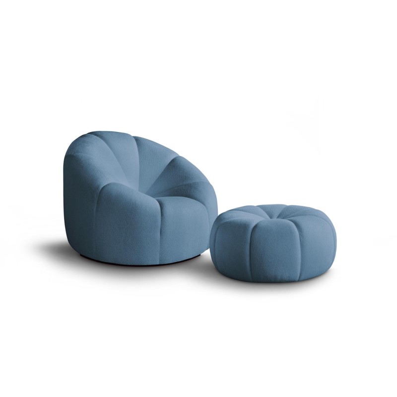 Zestaw wypoczynkowy LOFT Fotel + Pufa niebieski