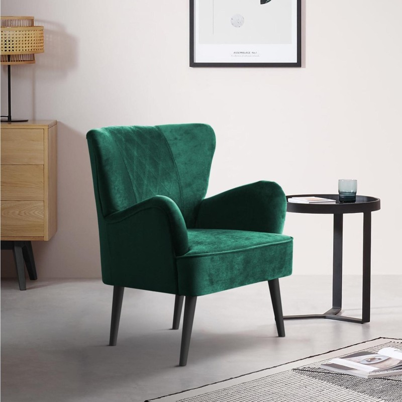 Fotel na nóżkach HAGI prążkowany zielony