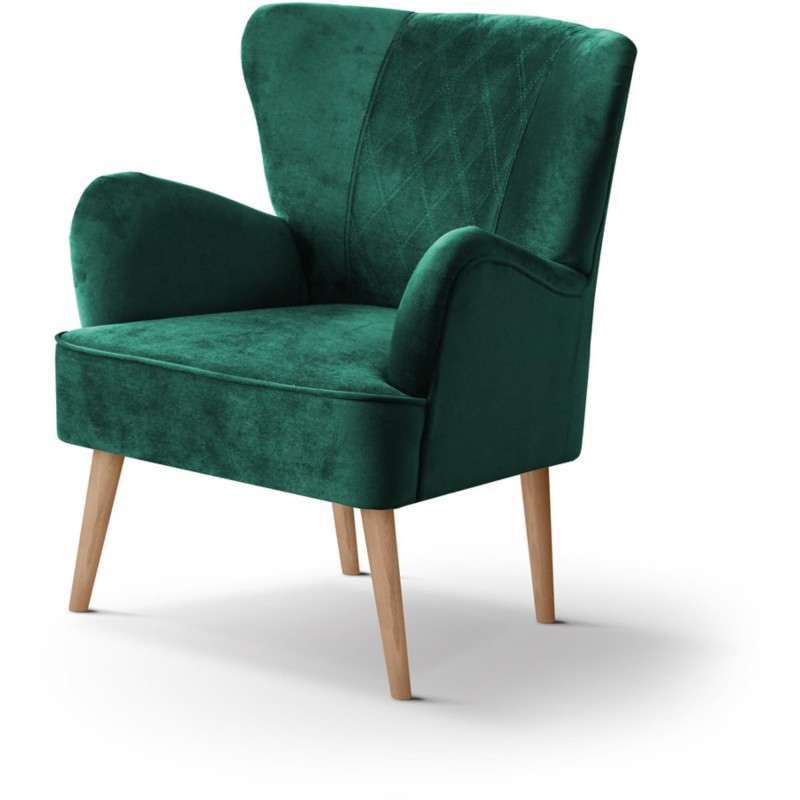 Fotel na nóżkach HAGI prążkowany zielony