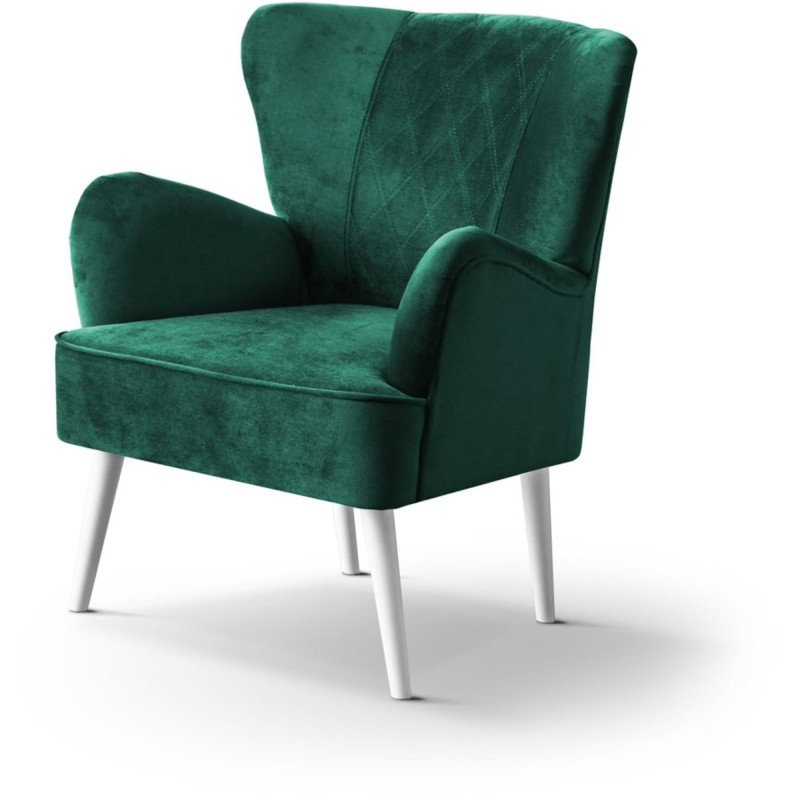 Fotel na nóżkach HAGI prążkowany zielony