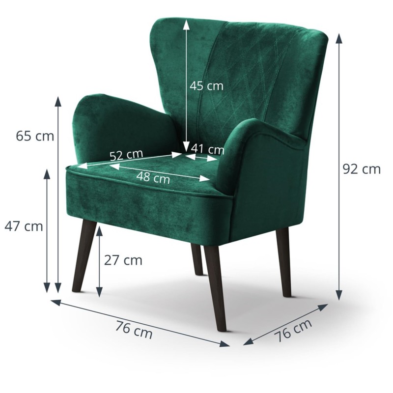 Fotel na nóżkach HAGI prążkowany zielony wymiary