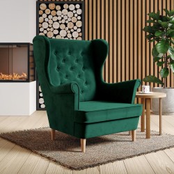 Fotel uszak FALCO III - PACKSHOT - ZIELONY - BUKOWE NOGI