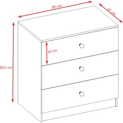 wymiary komody dziecięcej do pokoju Paul