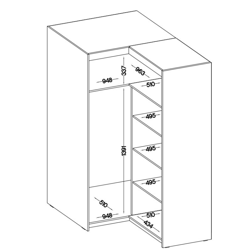 Szafa narożna do przedpokoju ELENA 2D | BeautySofa24