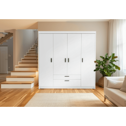 Szafa 4-drzwiowa z szufladami ELENA 4D Biała | BeautySofa24