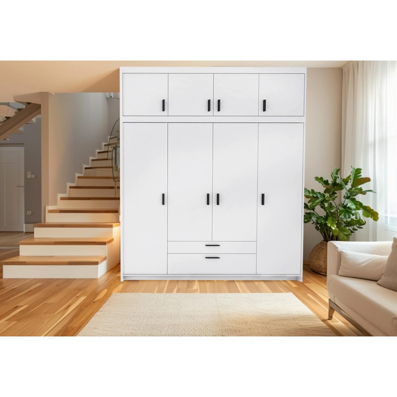 Garderoba do pokoju z nadstawką ELENA 4D Biała aranżacja