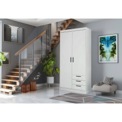 Szafa do pokoju z szufladami Biała ELENA-2D3S | BeautySofa24