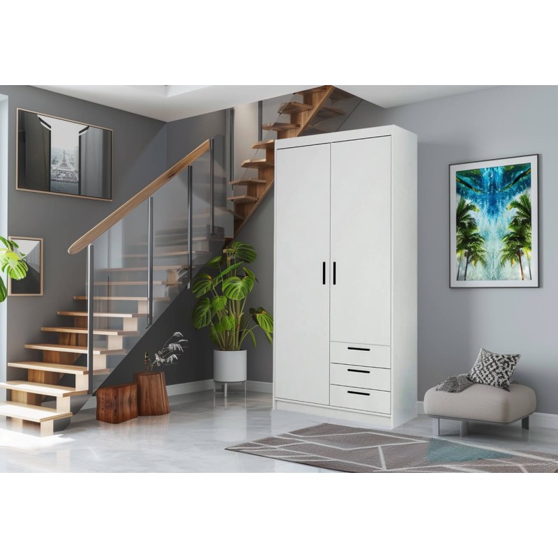 Szafa do pokoju z szufladami Biała ELENA-2D3S | BeautySofa24
