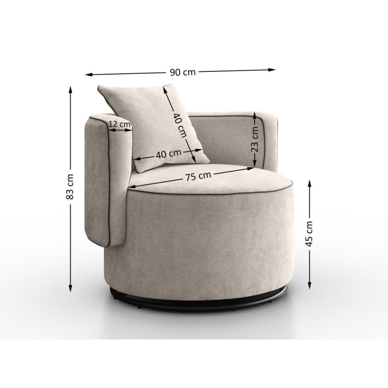 Fotel obrotowy DOLCE z poduszką | BeautySofa24.pl