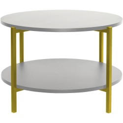 Stolik kawowy okrągły STKM14 biały nogi złote