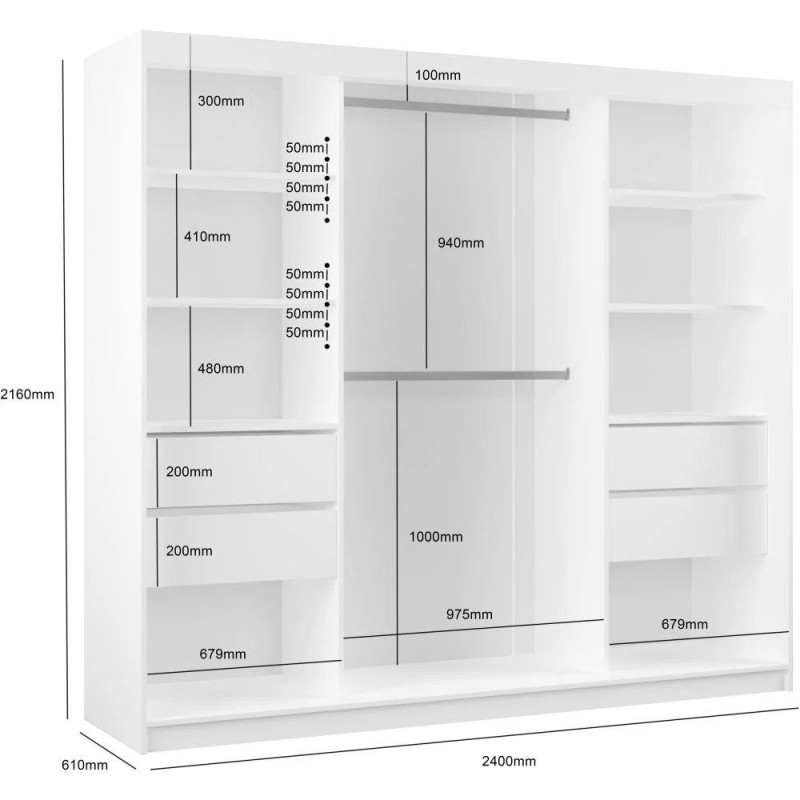 Szafa z szufladami bez lustra MARIO II | BeautySofa24.pl