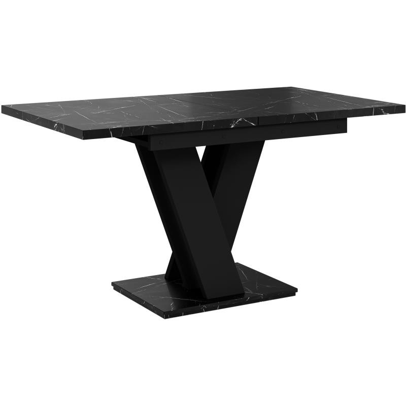 Stół do salonu, prostokątny, czarny, marmurowy, złożony