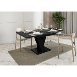 stół do jadalni i salonu Masiv Royal z minimalistycznymi krzesłami, z lewej strony