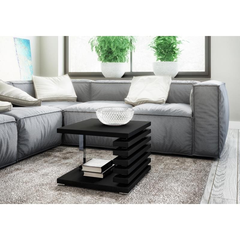 Stolik kawowy Kyoto +2 Black na dywanie przy idealnej i komponującej się aranżacji wnętrza