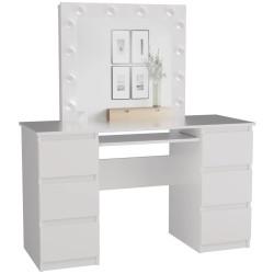 Toaletka z lustrem Marina II biała na białym tle