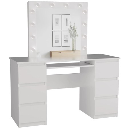 Toaletka z lustrem Marina II biała na białym tle