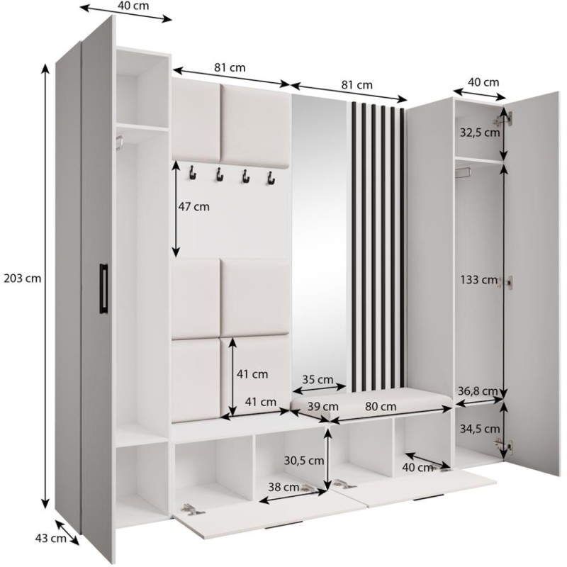 Garderoba do przedpokoju I + II + IV Margaret  | BeautySofa24.pl