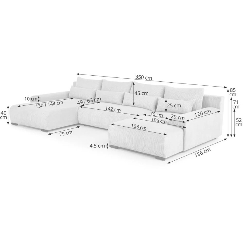 Narożnik z funkcją spania BENNY U | BeautySofa24.pl