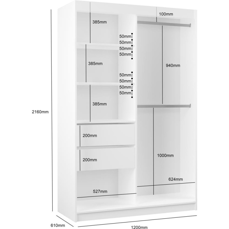 Szafa przesuwna z lustrem i szufladami Viva II | Beautysofa24.pl