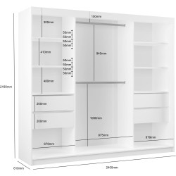 Szafa przesuwna z lustrem i szufladami GAJA II | Beautysofa24.pl